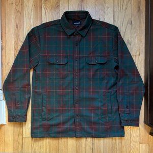 Bonobos Sweater Shacket in Green Plaid